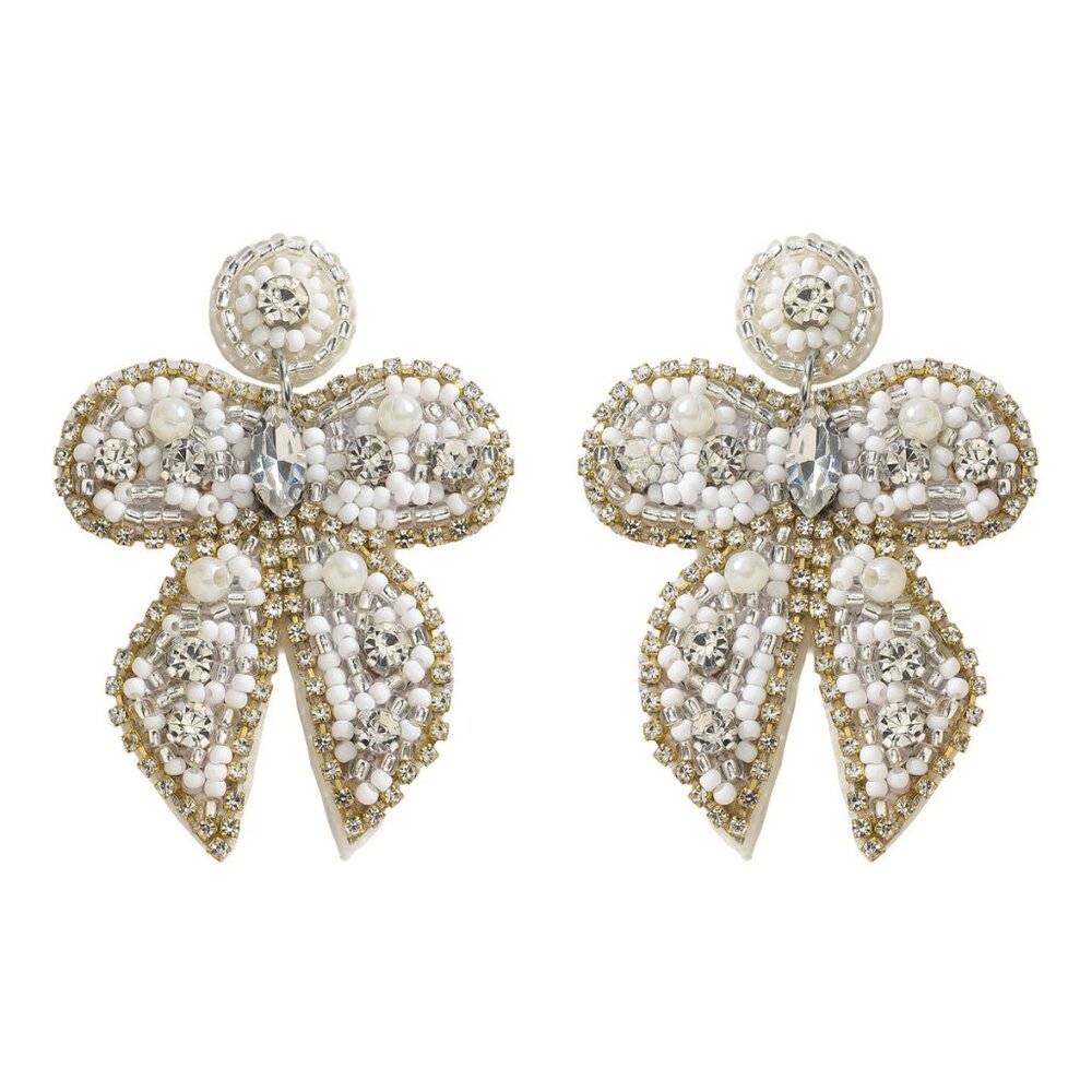 Elegant Gold and Silver Bow Earrings